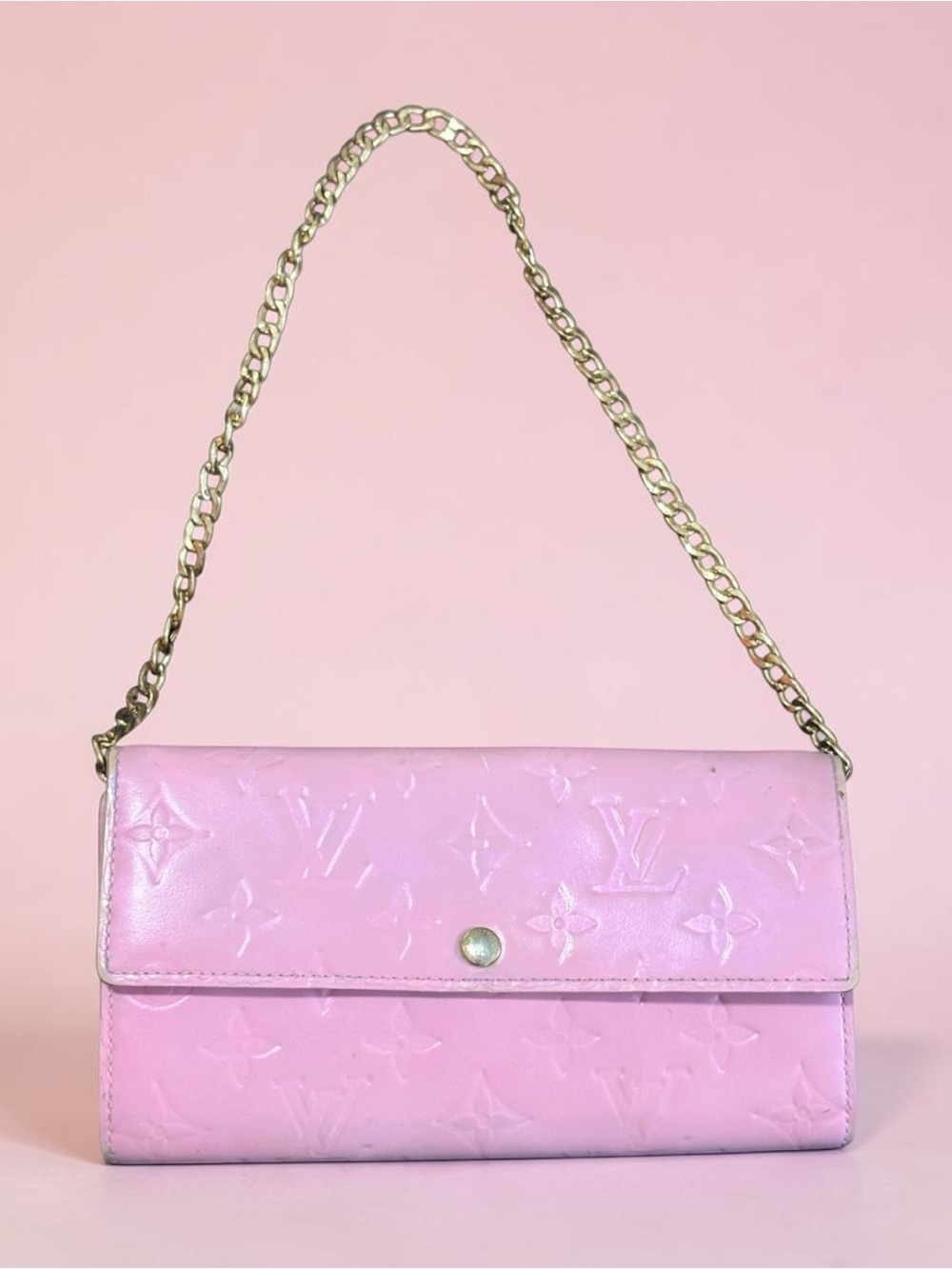 Authentic Louis Vuitton Vernis Pink Monogram Wallet w/ chain - Picture 2 of 16